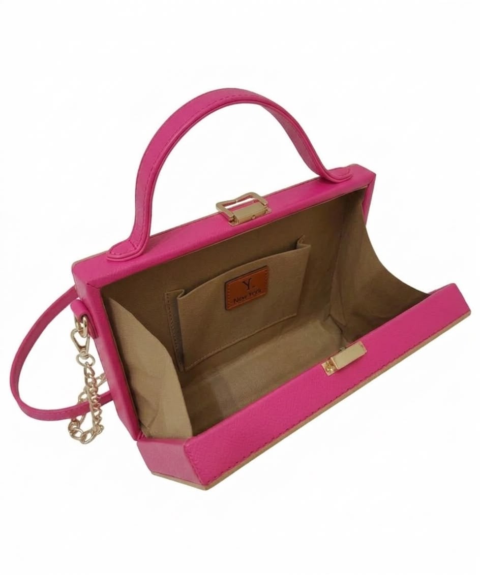 New Leaf Pink Square Box Bag Sling – Plain Handcrafted Bag