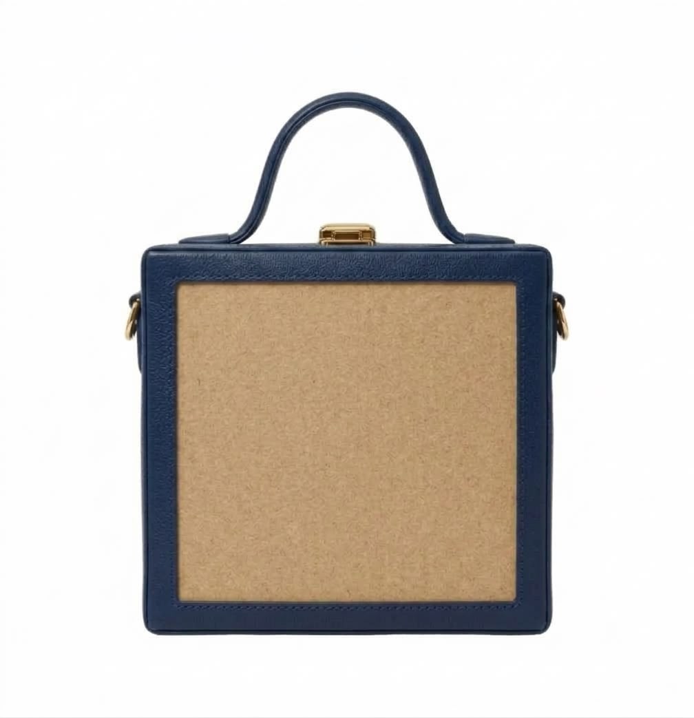 New Leaf Navy Blue Square Box Bag Sling – Plain Handcrafted Bag