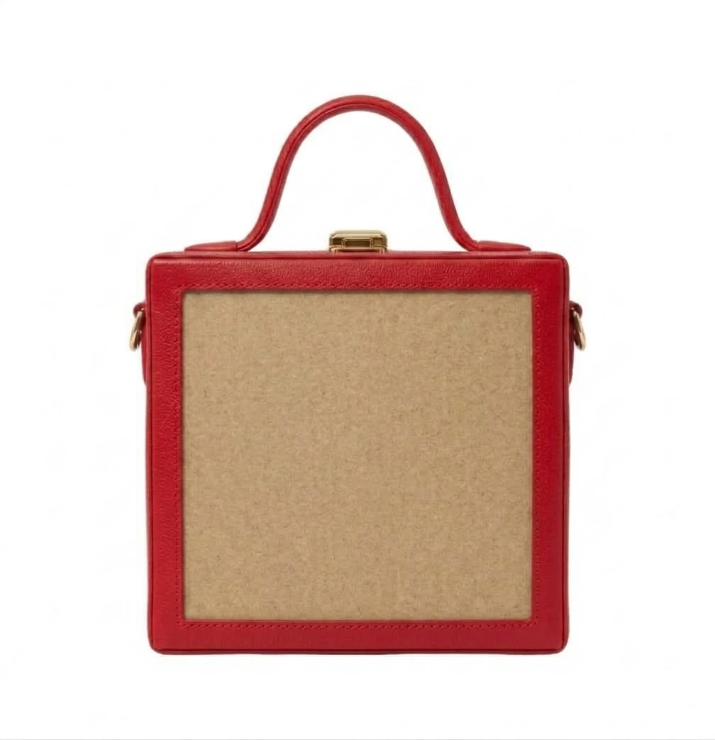 New Leaf Red Square Box Bag Sling – Plain Handcrafted Bag