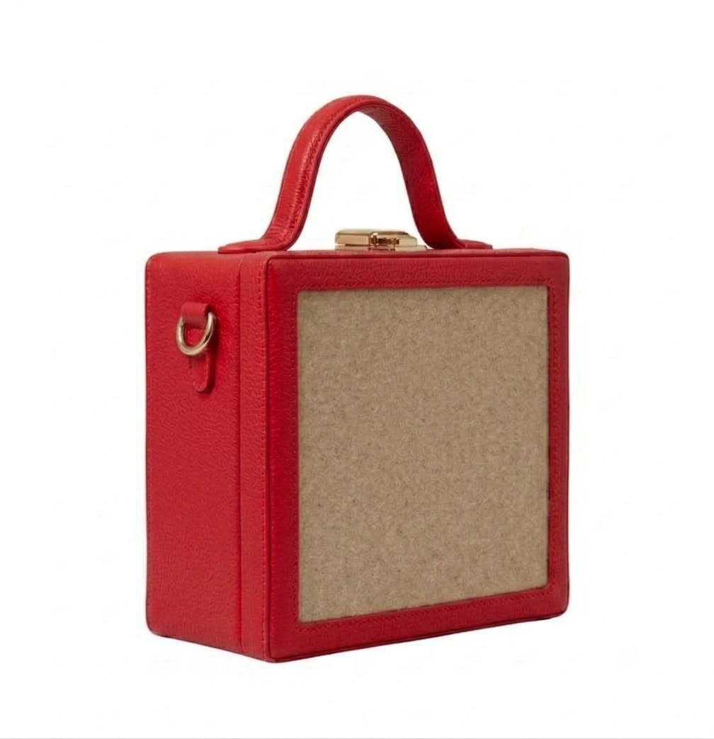 New Leaf Red Square Box Bag Sling – Plain Handcrafted Bag