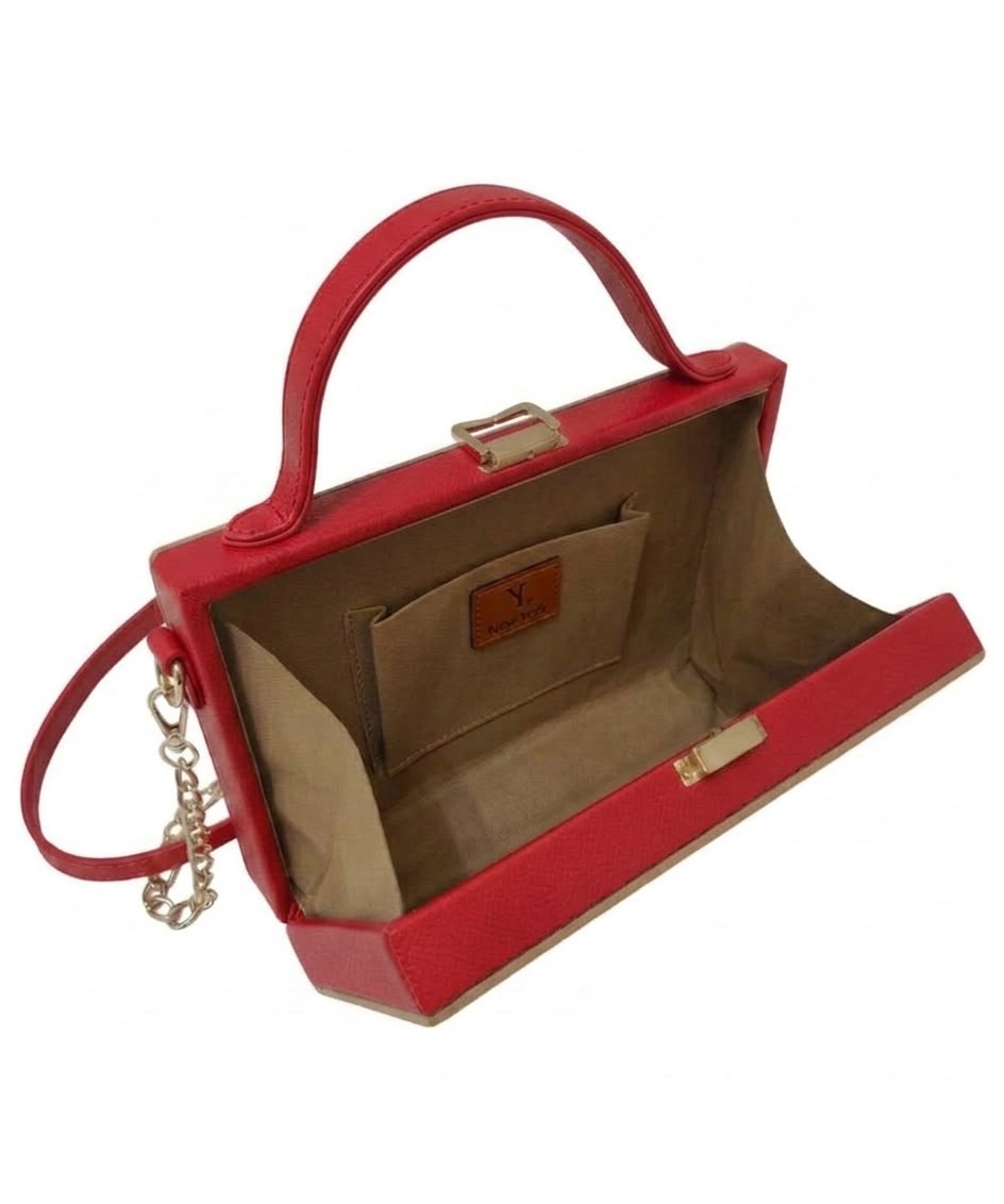 New Leaf Red Square Box Bag Sling – Plain Handcrafted Bag