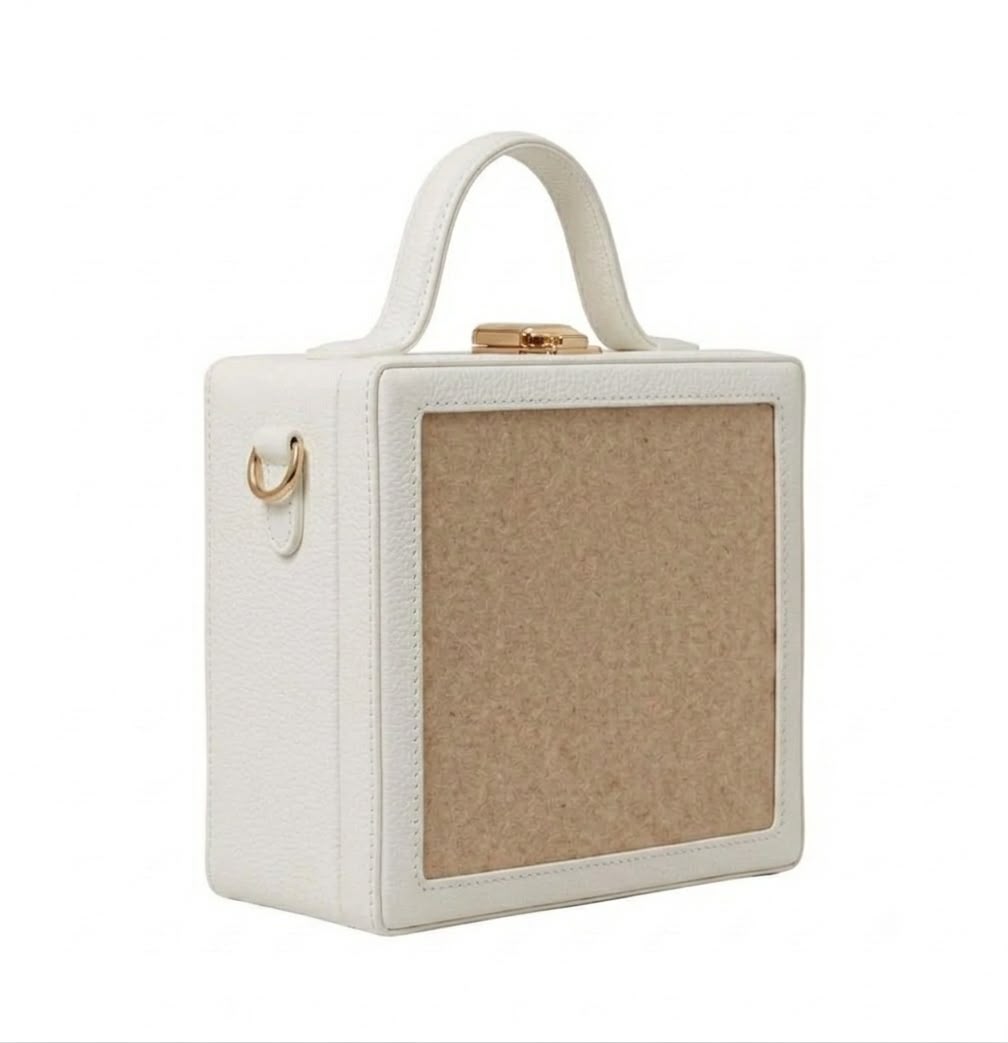 New Leaf White Square Box Bag Sling – Plain Handcrafted Bag