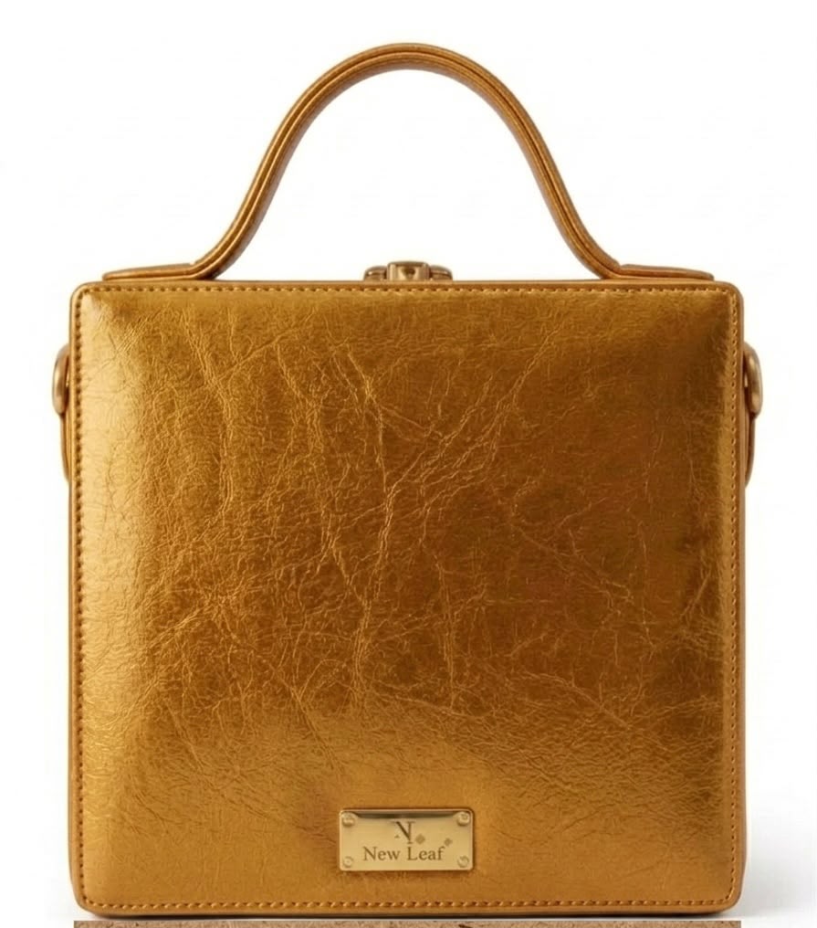 New Leaf Golden Square Box Bag Sling – Plain Handcrafted Bag