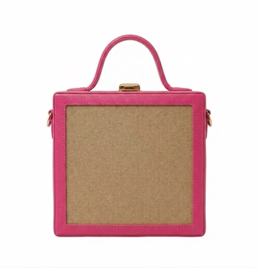 New Leaf Pink Square Box Bag Sling – Plain Handcrafted Bag