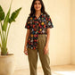 Black Floral Unisex Short Sleeves Shirt