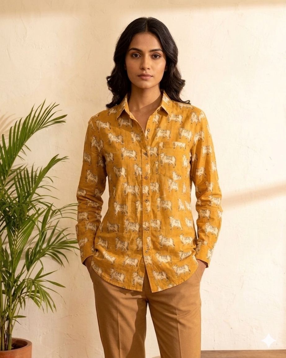 Yellow Cow  Full Sleeves Unisex Shirt