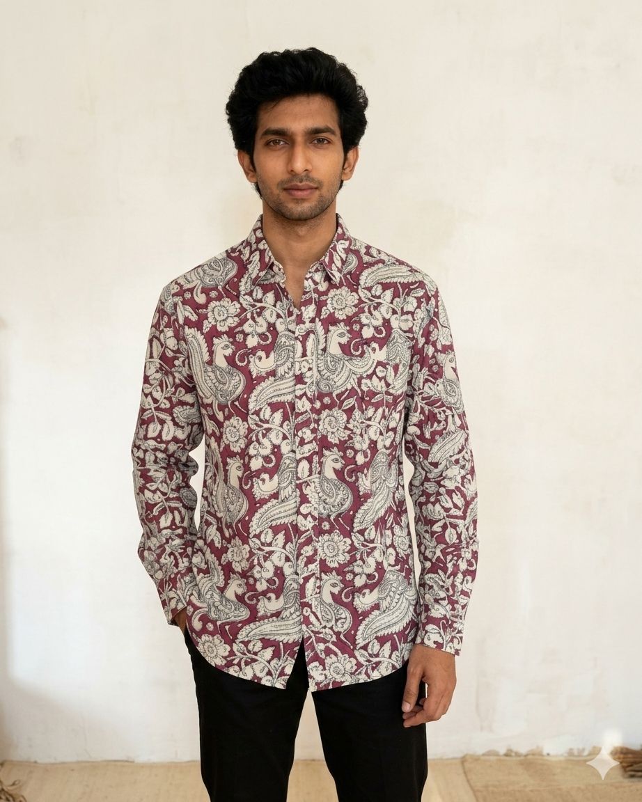 Pink Peacock  Full Sleeves Unisex Shirt