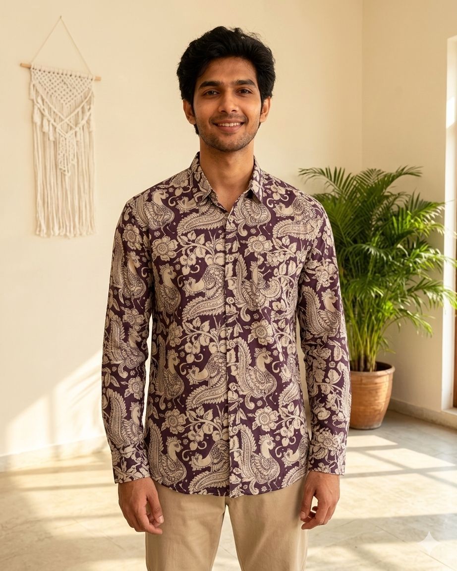 Purple Peacock  Full Sleeves Unisex Shirt