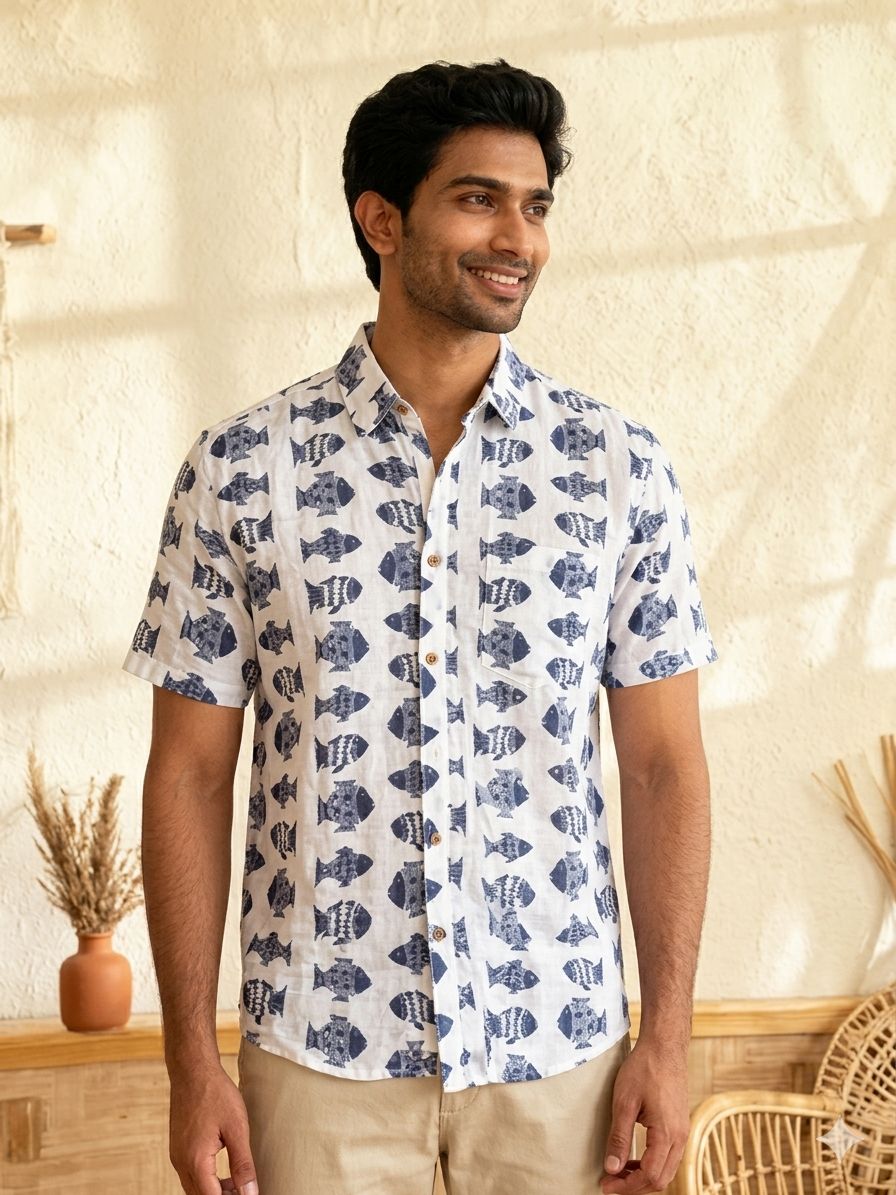 White Fish  Unisex Short Sleeves Shirt