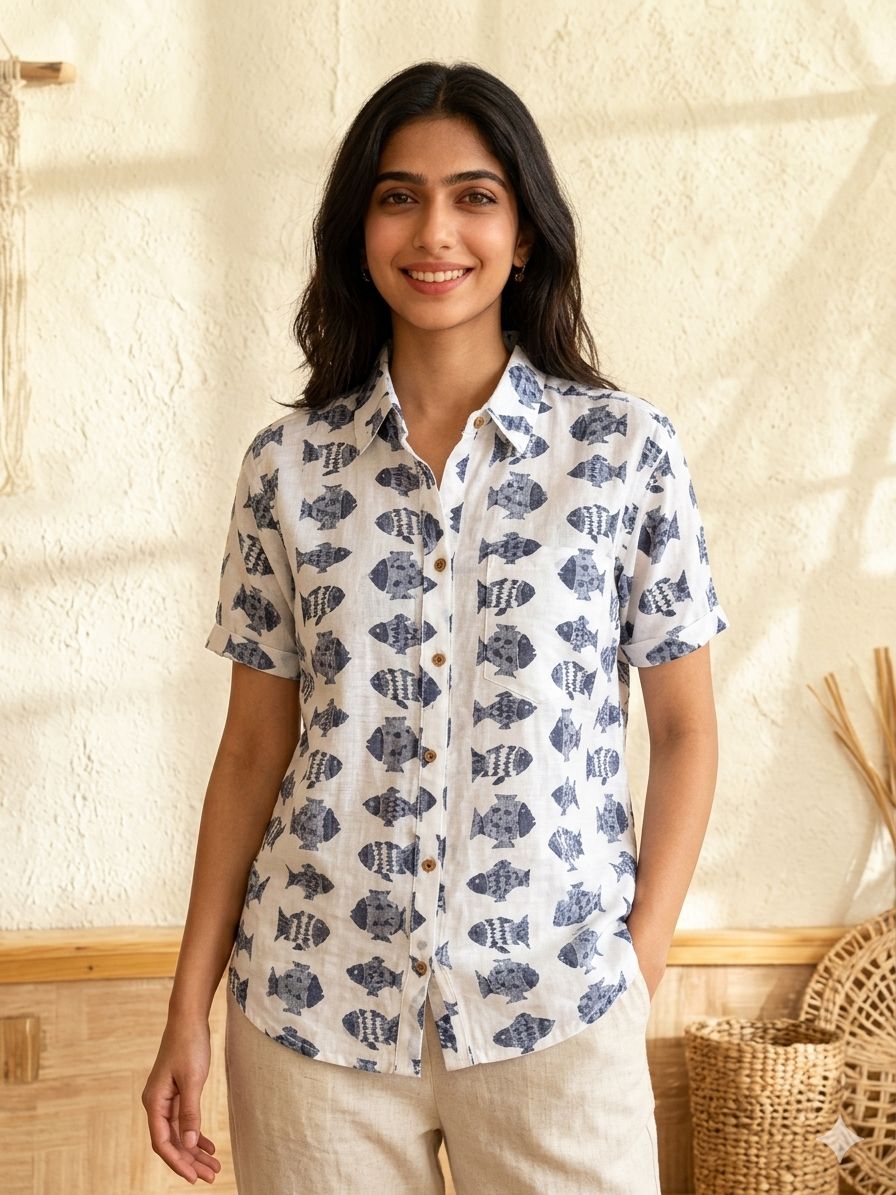 White Fish  Unisex Short Sleeves Shirt