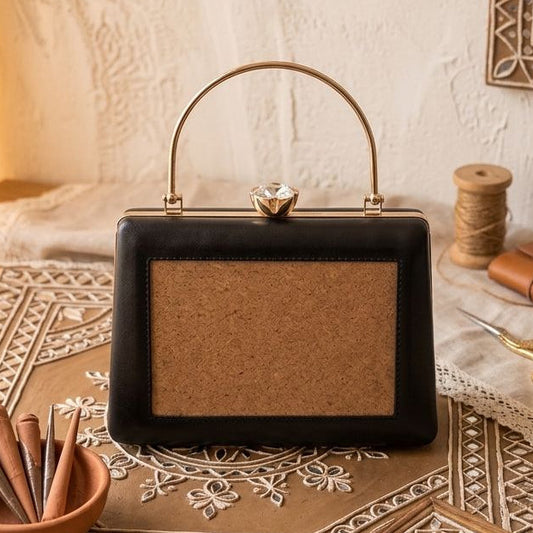 Black Trapezium Clutch Sling – Plain Handcrafted Bag