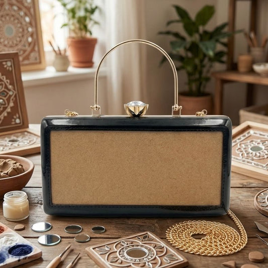 Black Rectangle Clutch Sling – Plain Handcrafted Bag