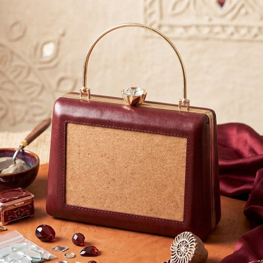 New Leaf  Maroon Trapezium Clutch Sling – Plain Handcrafted Bag