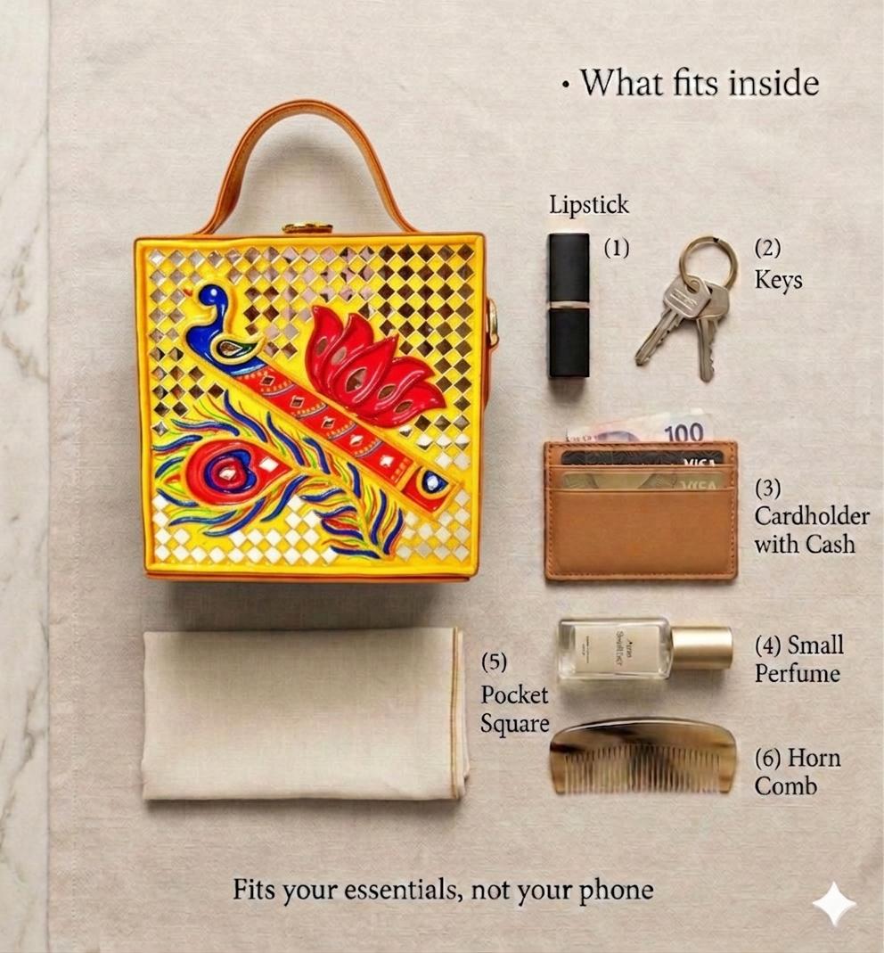 Mini Bansuri Lippan Art Box Bag