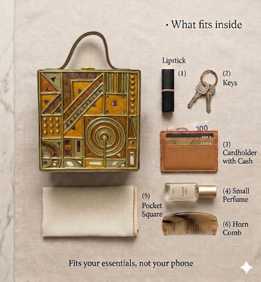 Mini Party Lippan Art Handcrafted Square Box Bag