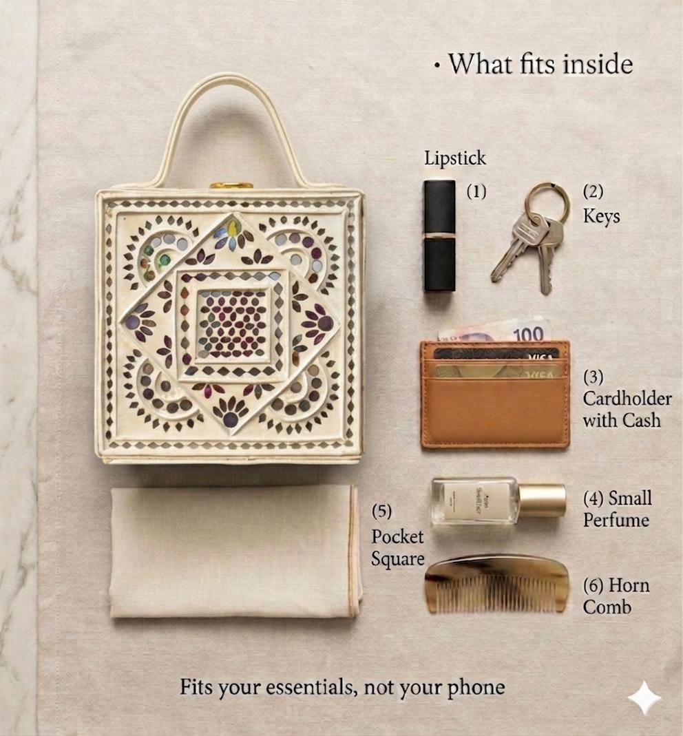 Mini Mandala Lippan Art Handcrafted Square Box Bag