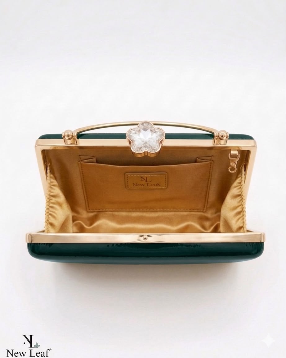 Green Trapezium Clutch Sling – Plain Handcrafted Bag