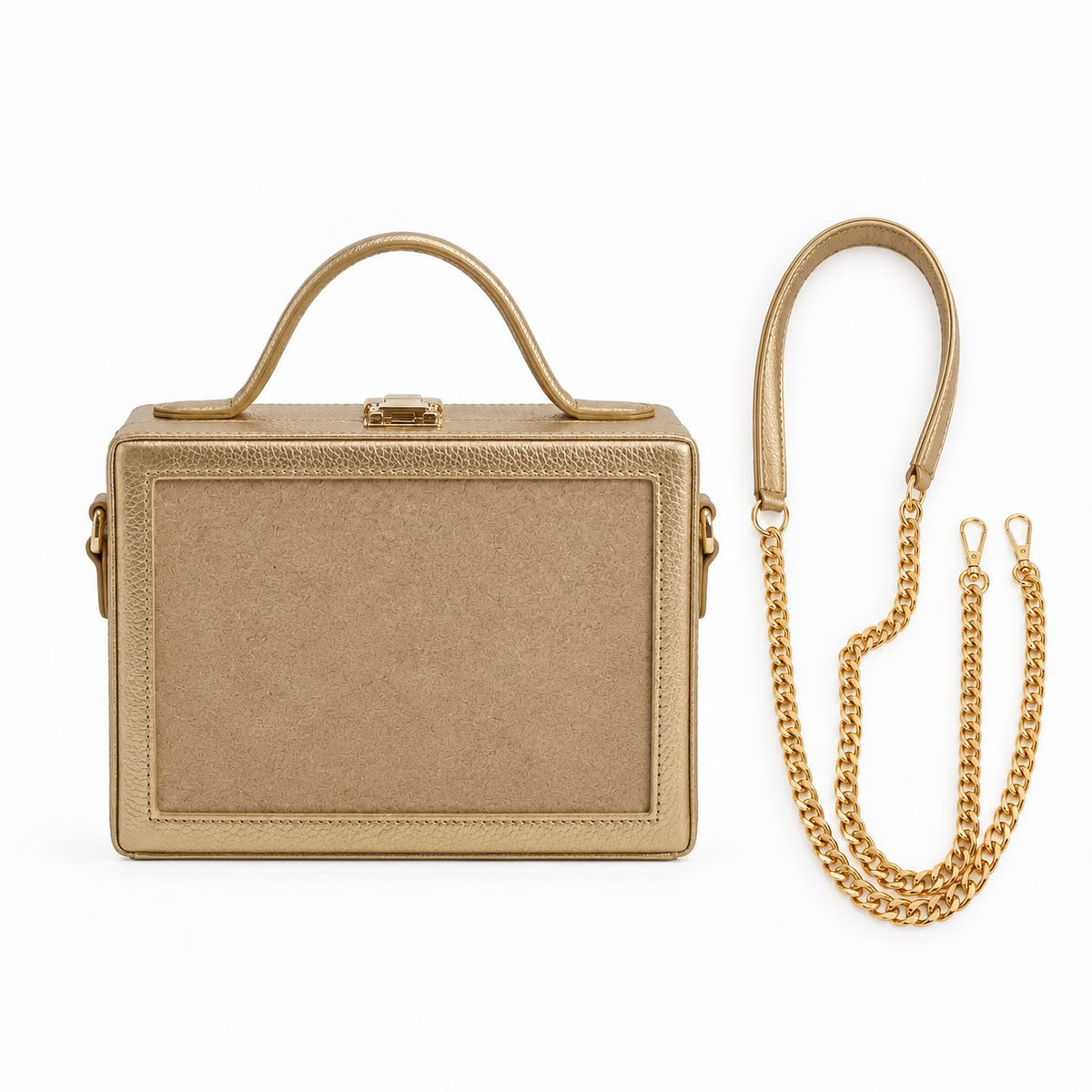 New Leaf Golden Rectangle Box Sling – Plain Handcrafted Bag
