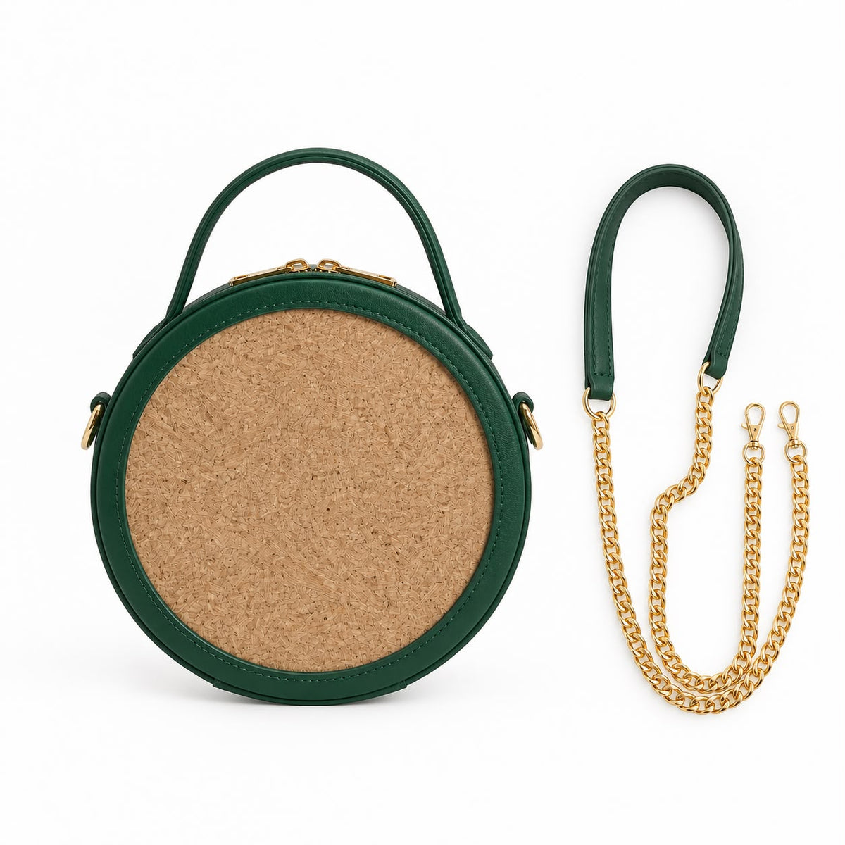 New Leaf Dark Green Circle Handbag / Sling – Plain Handcrafted Bag