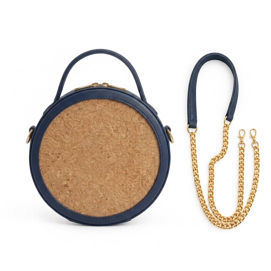 New Leaf Navy Blue Circle Handbag / Sling – Plain Handcrafted Bag