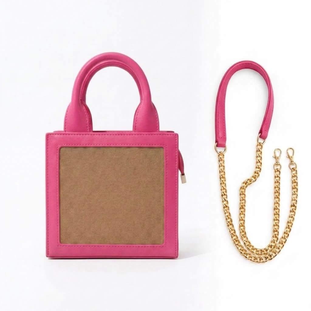 New Leaf Pink Handbag / Sling – Plain Handcrafted Bag