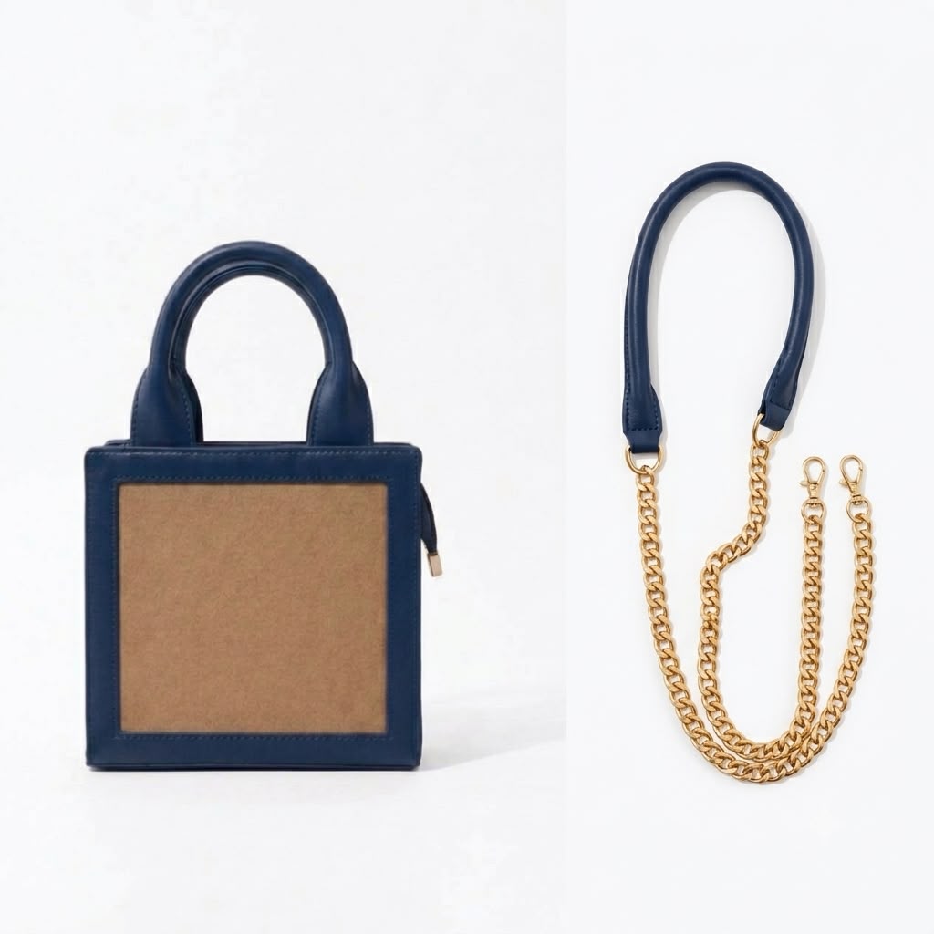New Leaf Navy Blue Handbag / Sling – Plain Handcrafted Bag