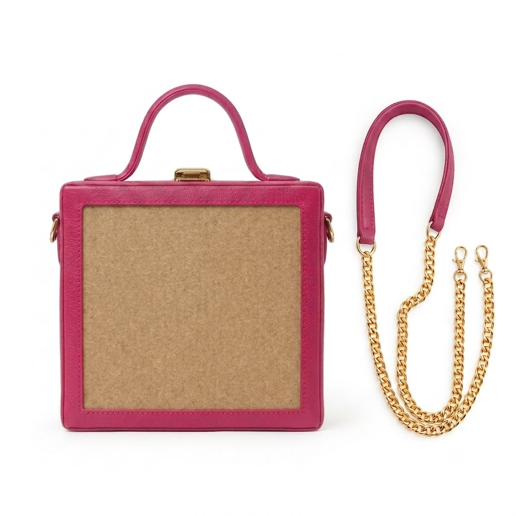 New Leaf Pink Square Box Bag Sling – Plain Handcrafted Bag