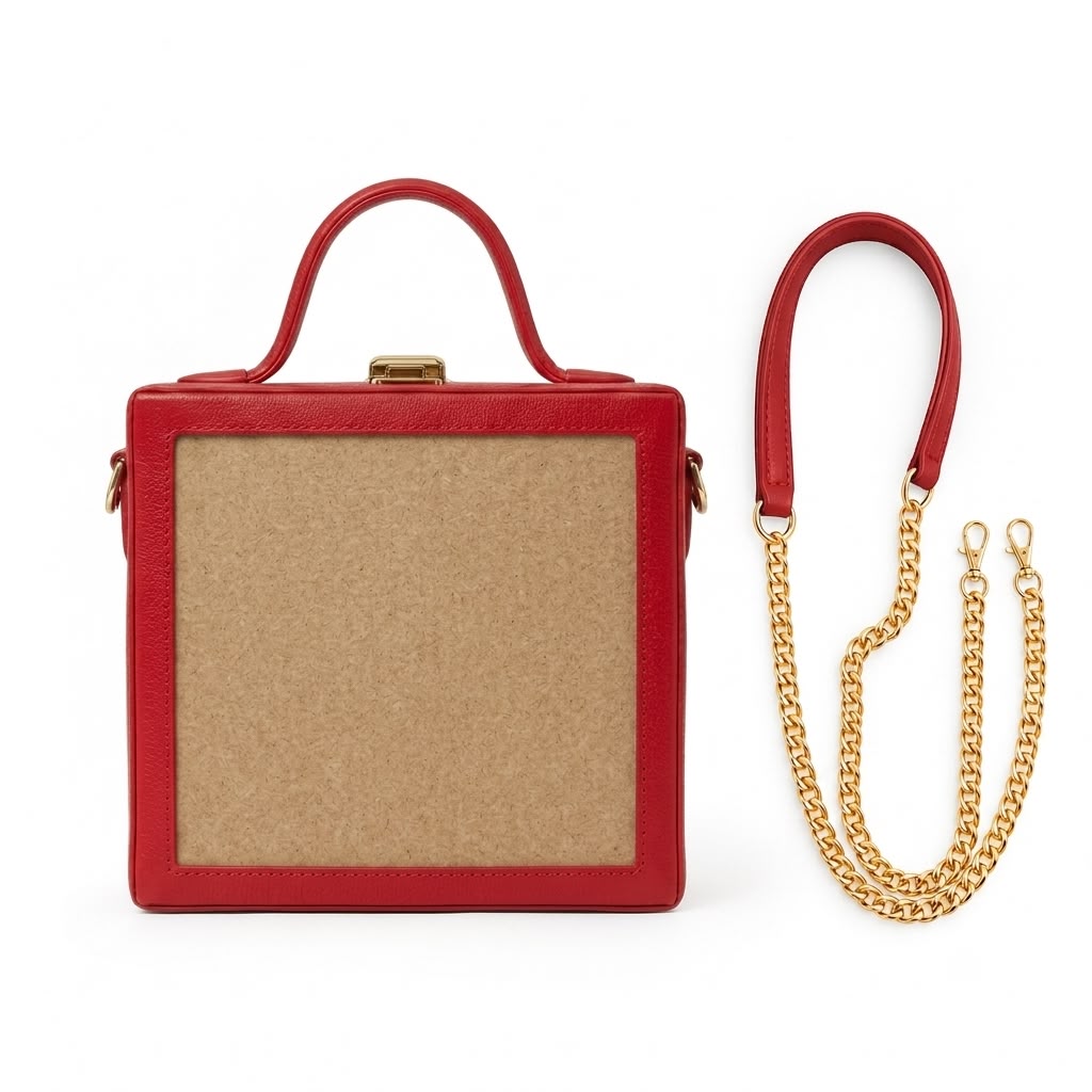 New Leaf Red Square Box Bag Sling – Plain Handcrafted Bag