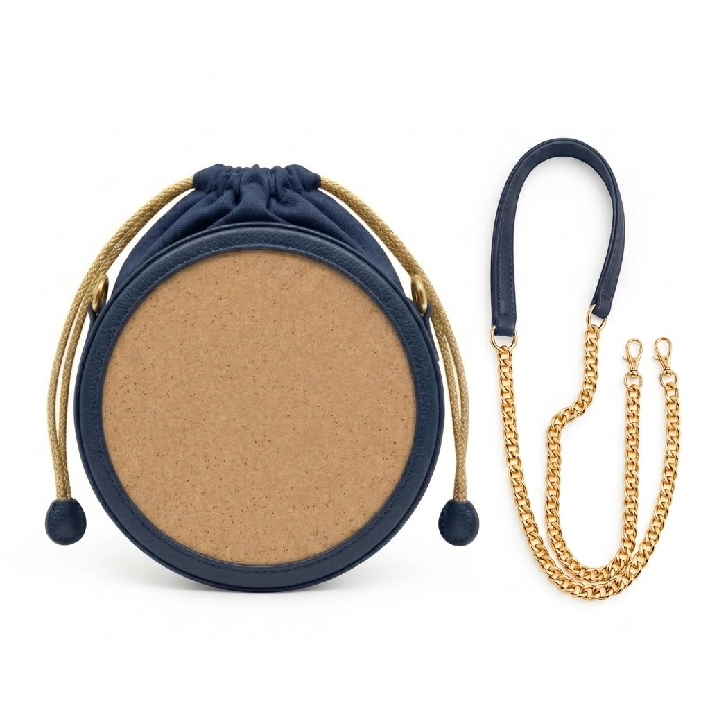 New Leaf Navy Blue Circle Potli Sling – Plain Handcrafted Bag