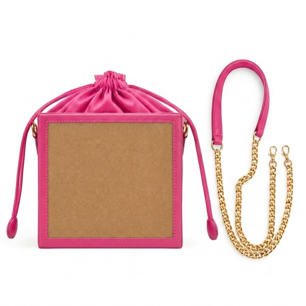 New Leaf Pink Square Potli Sling – Plain Handcrafted Bag
