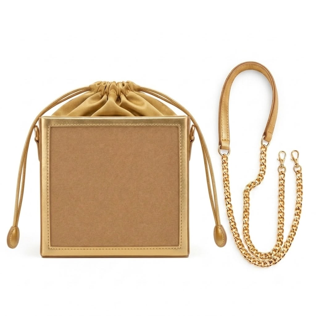 New Leaf Golden Square Potli Sling – Plain Handcrafted Bag