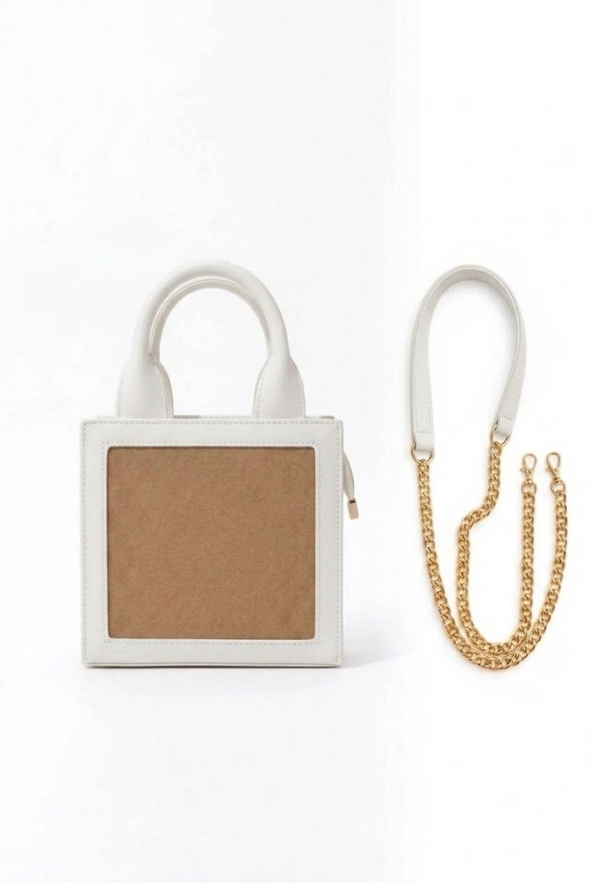 New Leaf White Handbag / Sling – Plain Handcrafted Bag