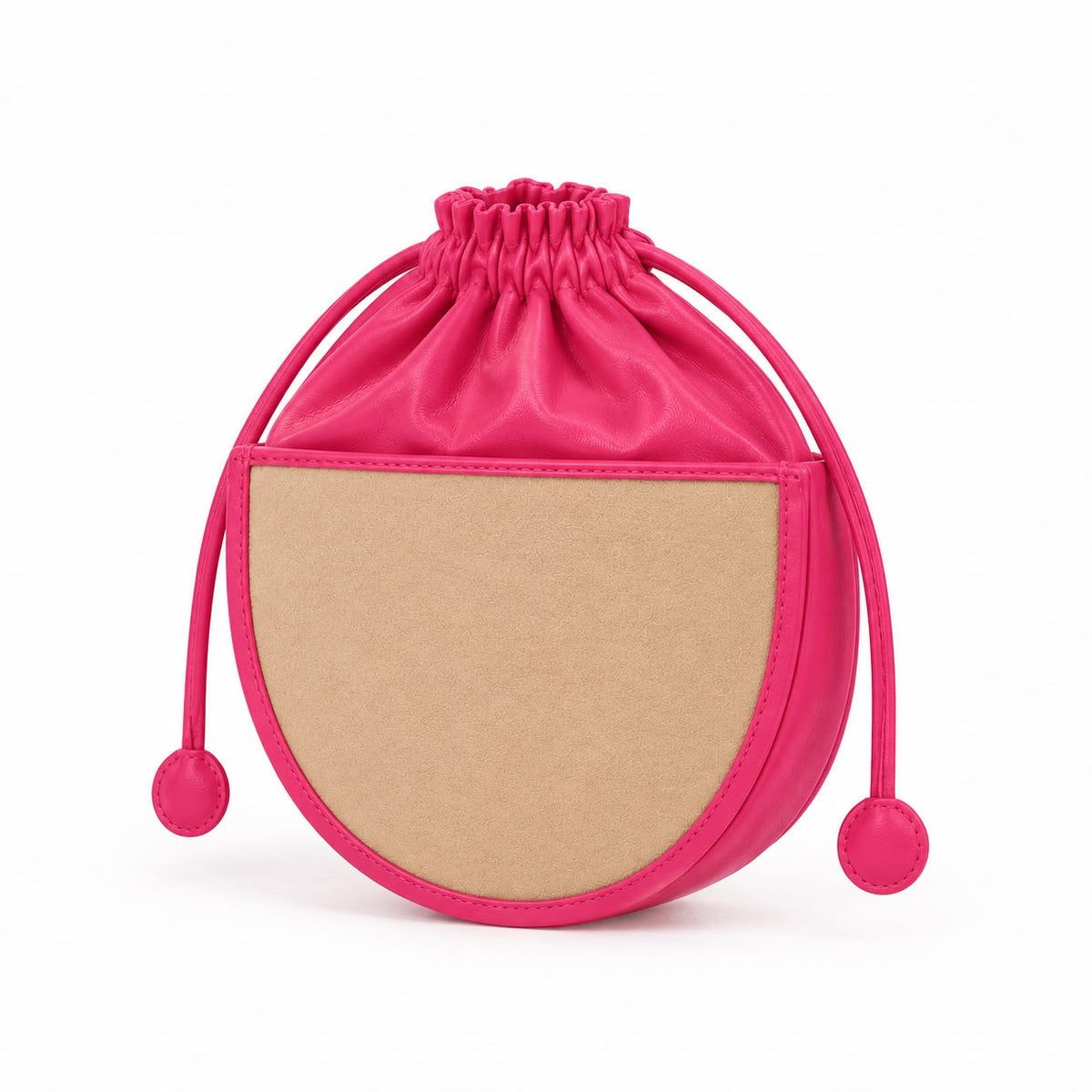 New Leaf Pink Semi-Circle Potli Sling – Plain Handcrafted Bag