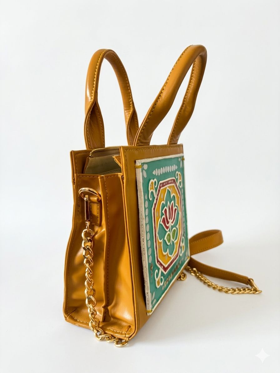 Lotus Bloom Zipper Lippan Art Handbag Sling