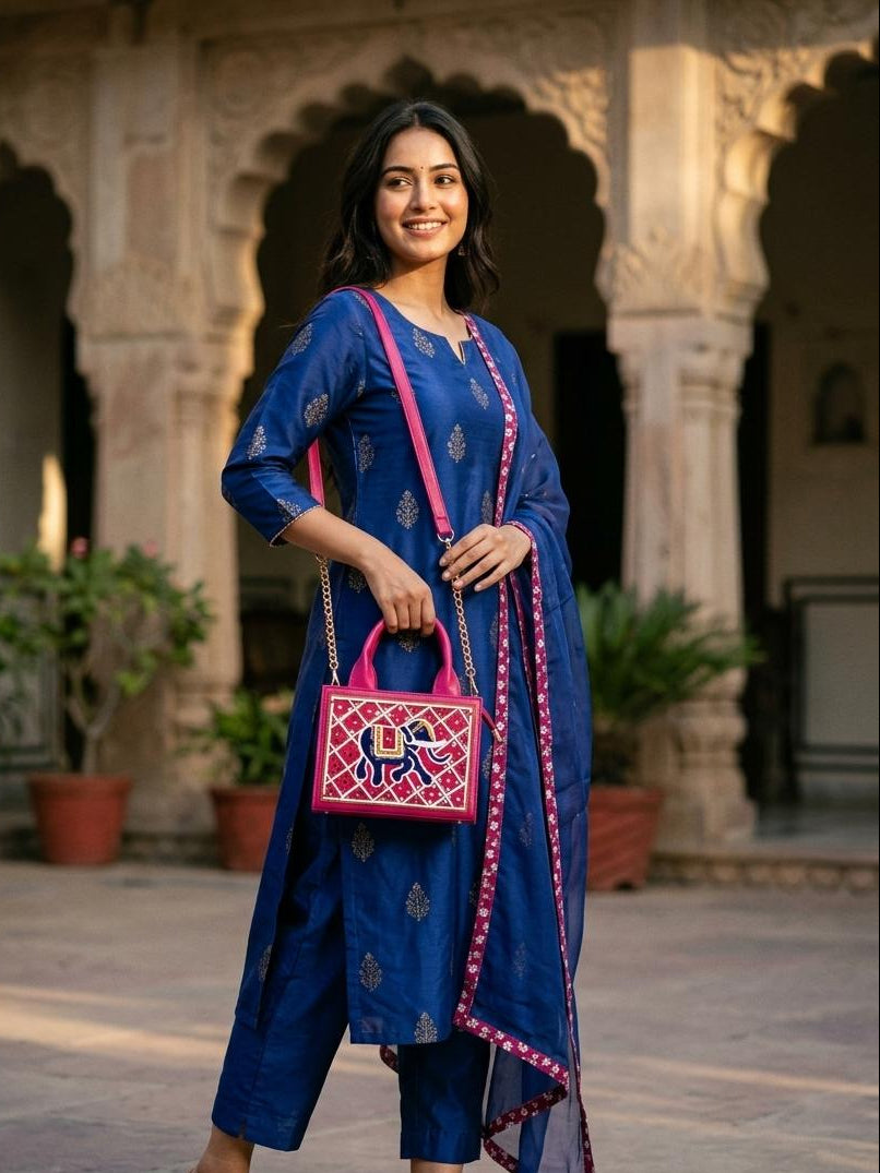 Elephant Handcrafted Lippan Art Handbag/ Sling