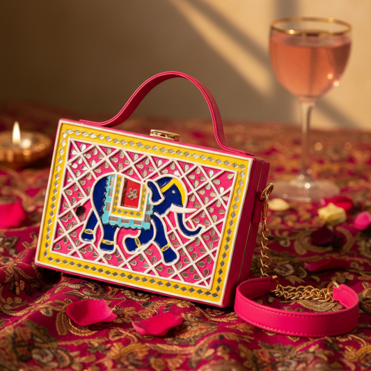 Elephant Lippan Art Box Sling Bag