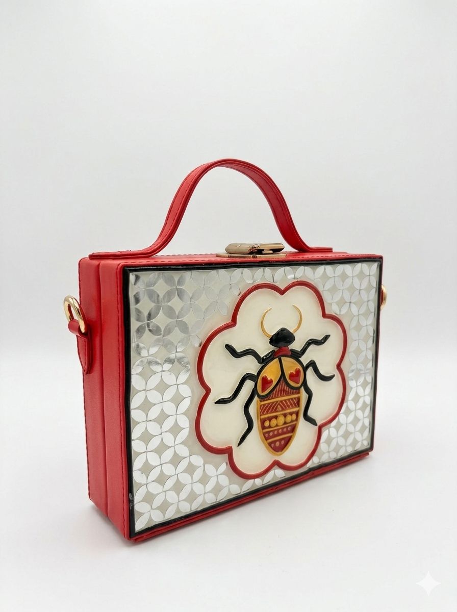 Lady Bird Rectangle Lippan Art Box Bag