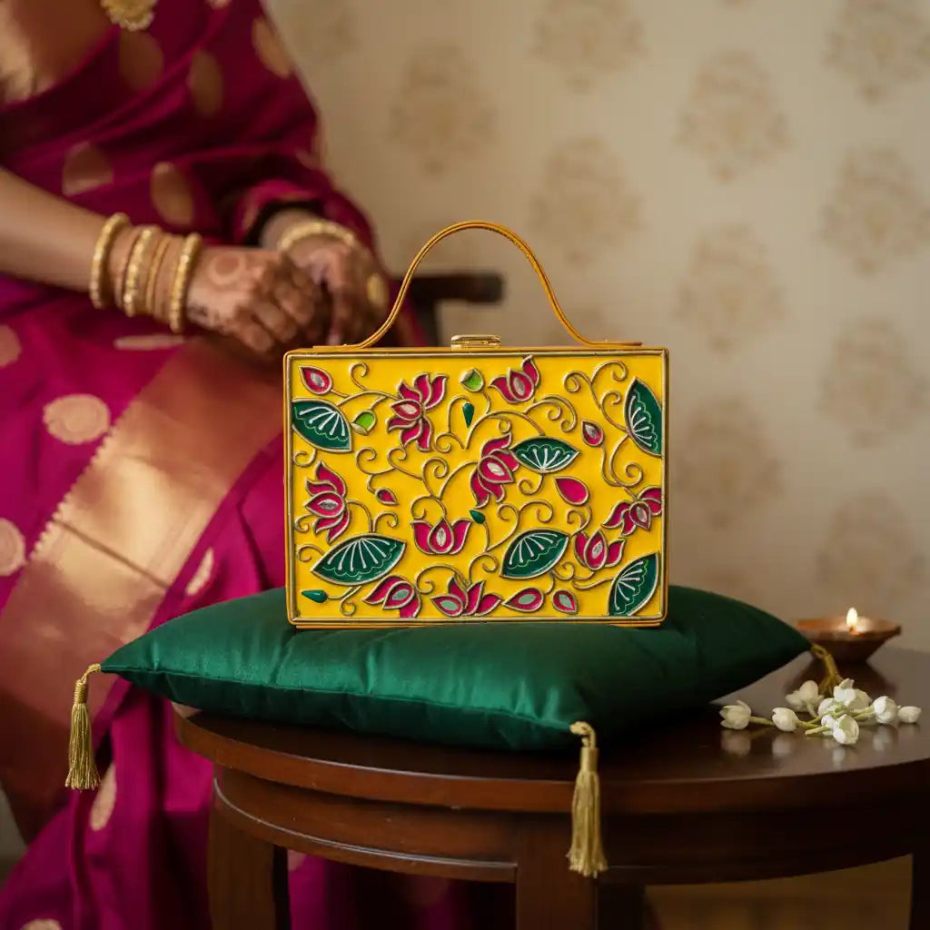 Lotus Rectangle Lippan Art Box Bag