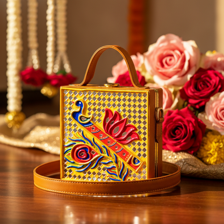 Mini Bansuri Lippan Art Box Bag