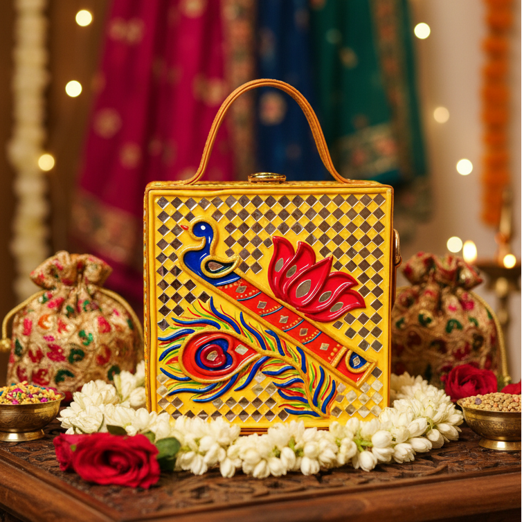 Mini Bansuri Lippan Art Box Bag
