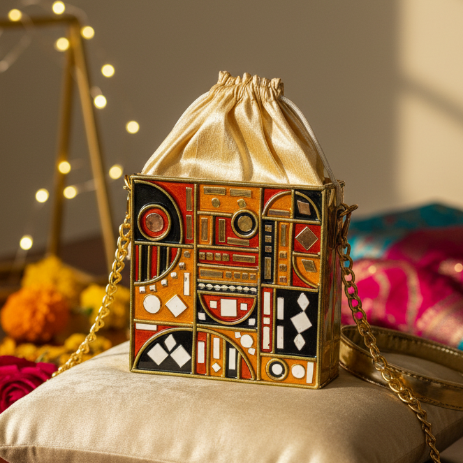 Mehfil Nights  Lippan Art Medium Potli Sling