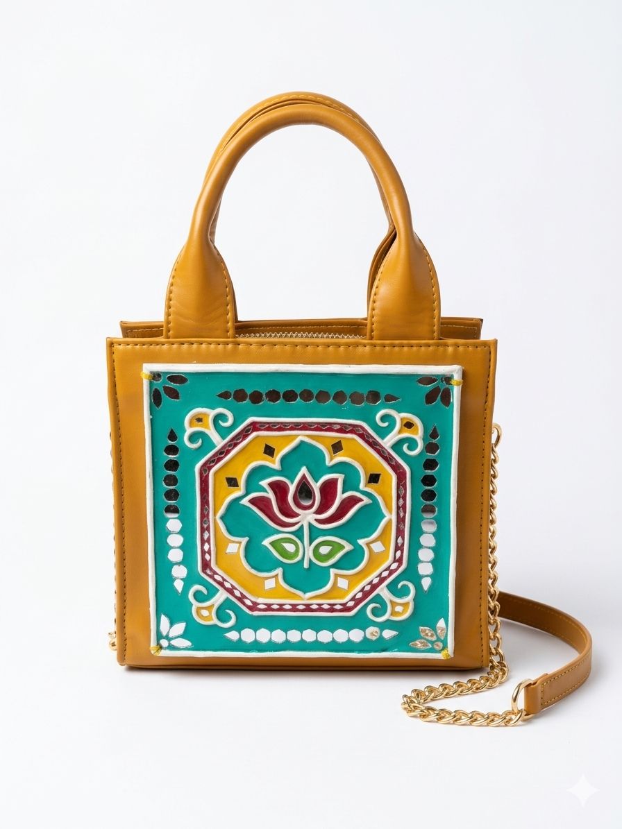 Lotus Bloom Zipper Lippan Art Handbag Sling