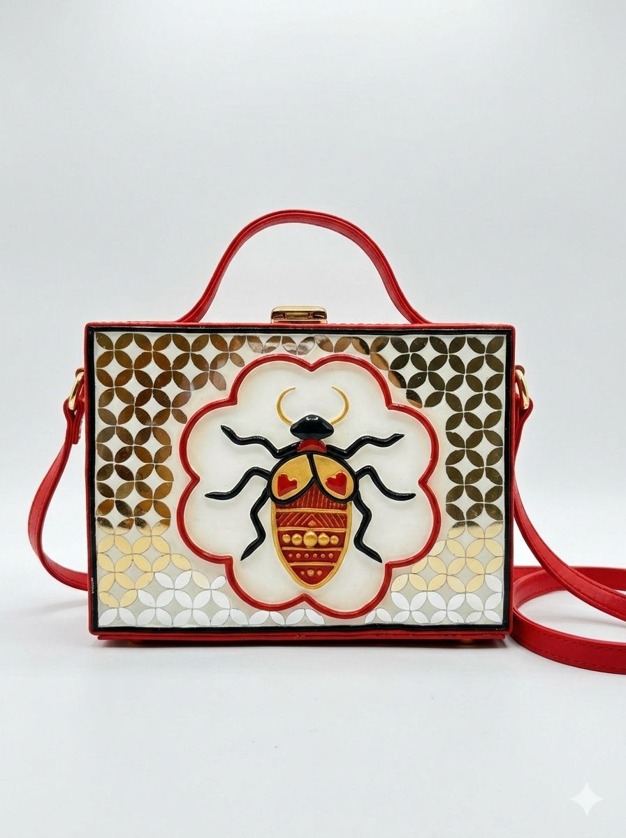 Lady Bird Rectangle Lippan Art Box Bag