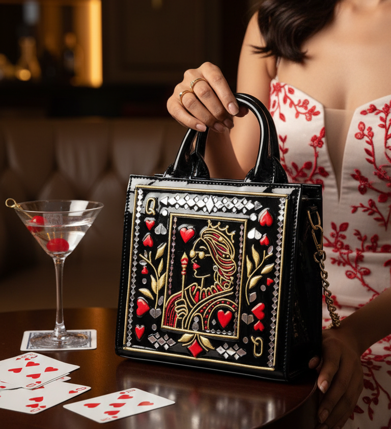 Queen of Hearts Lippan Art Mini Handbag/Sling