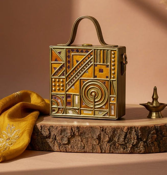 Mini Party Lippan Art Handcrafted Square Box Bag