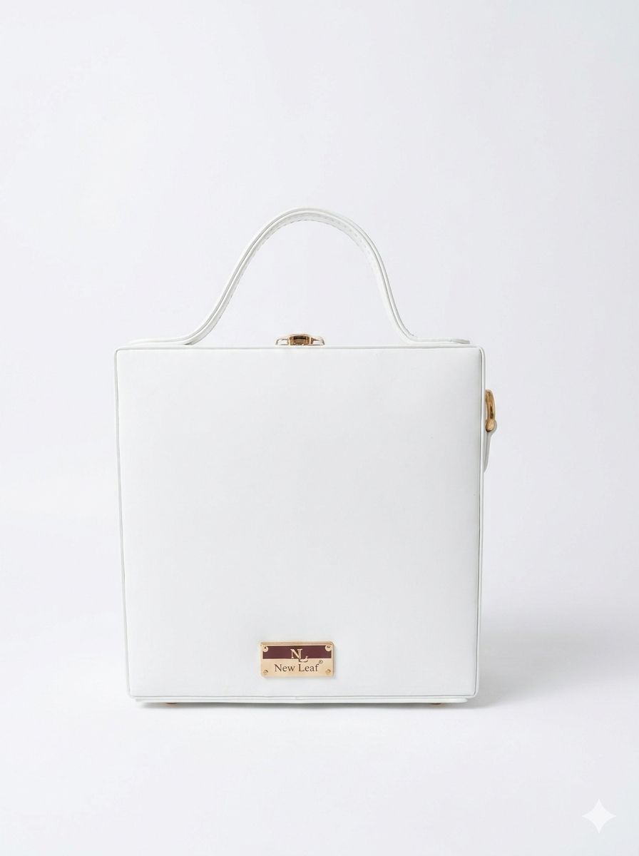 Classic White  Lippan Art Handcrafted Box Bag