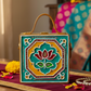 Mini Yellow Lotus Lippan Art Handcrafted Square Box Bag