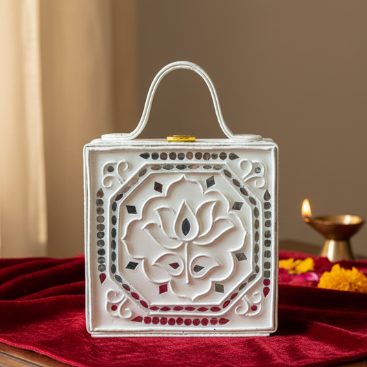 Mini Lotus Lippan Art Handcrafted Square Box Bag