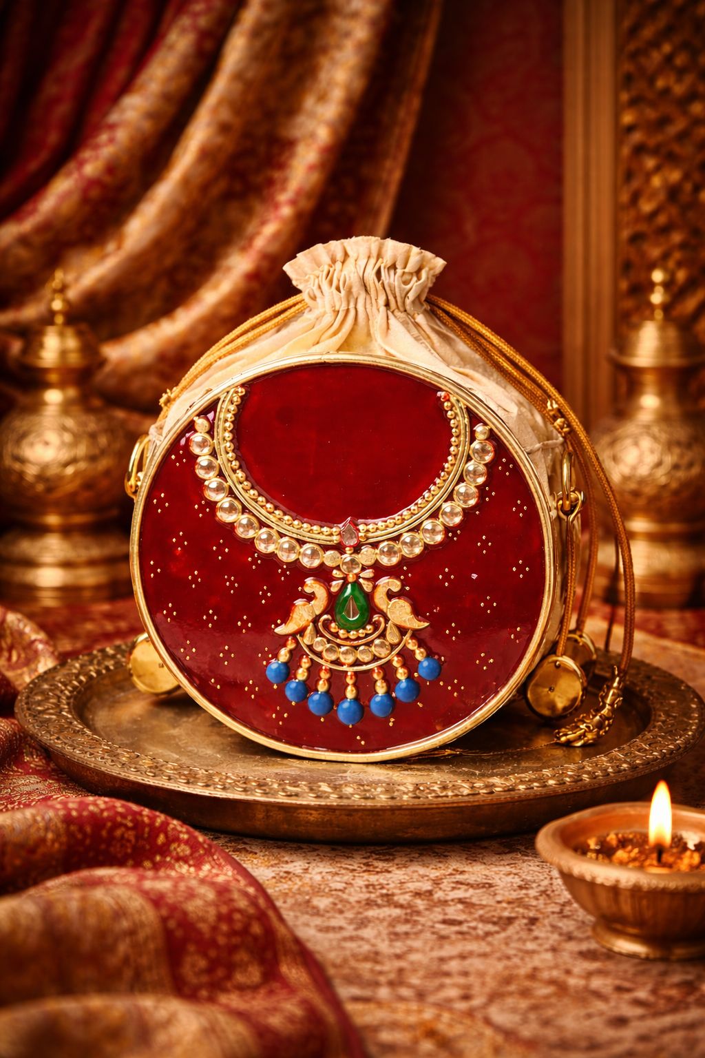 Gehna  Lippan Art Circle Medium Potli Sling