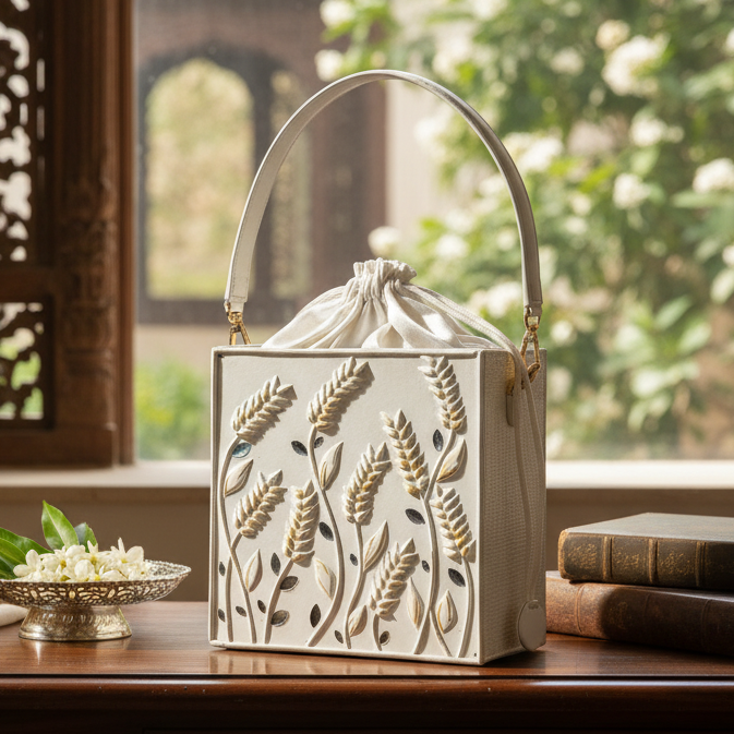 Galmour White Lippan Art Potli Sling